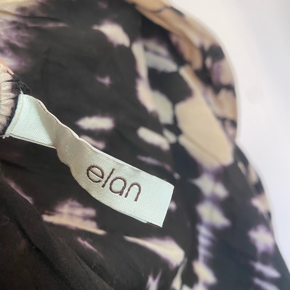 Elan Black and Cream Smocked 3/4 Sleeve Blouse - Picture 7 of 7